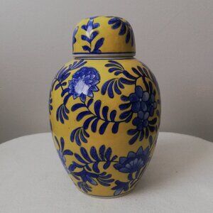 Vintage Blue & Yellow Ginger Jar